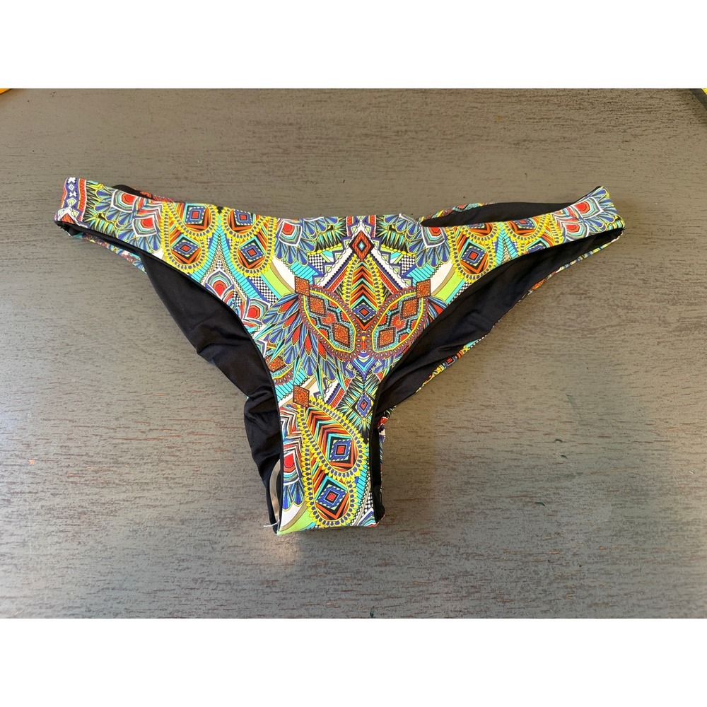 L*Space Bitsy Cut Bikini Bottoms Medium Multi Color Tribal Geometric Print